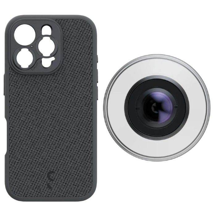 ShiftCam iPhone 16 Pro case Dark Grey Fabric + LensUltra 10x macro smartphone lens