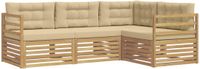 vidaXL - Buiten - bank - set - 4 - st - Wit - en - Beige - Polyester