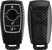 kwmobile hoes voor autosleutel geschikt voor Mercedes Benz Smart Key autosleutel (alleen Keyless) - Autosleutelbehuizing in zwart - Carbon design