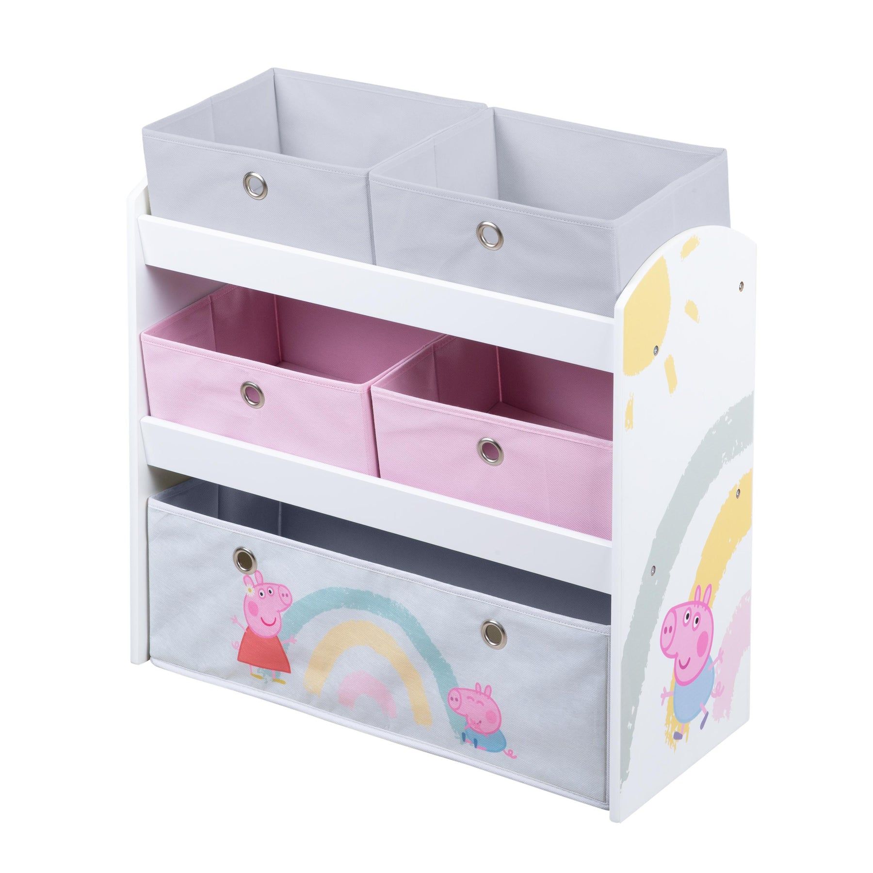 roba Peppa Pig Toy Storage Shelves - Grey, Pink, White - Freestanding