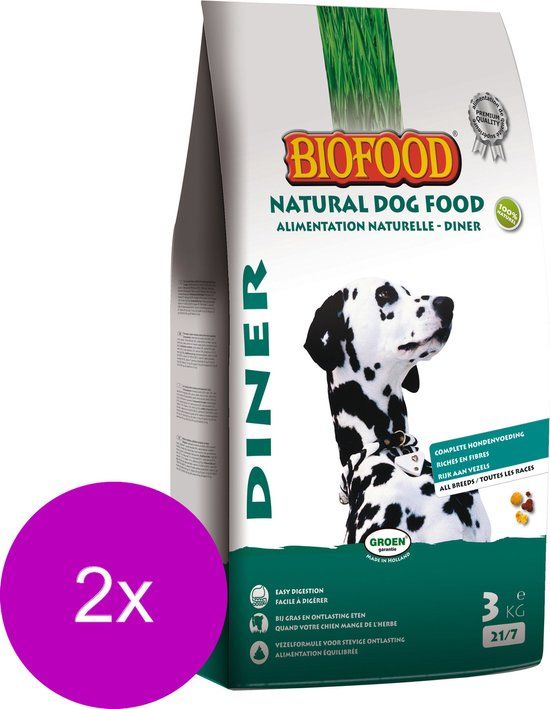 Biofood Bf Diner - Hondenvoer - 2 x 3 kg - Biologisch - Adult hond (2-8 jaar)