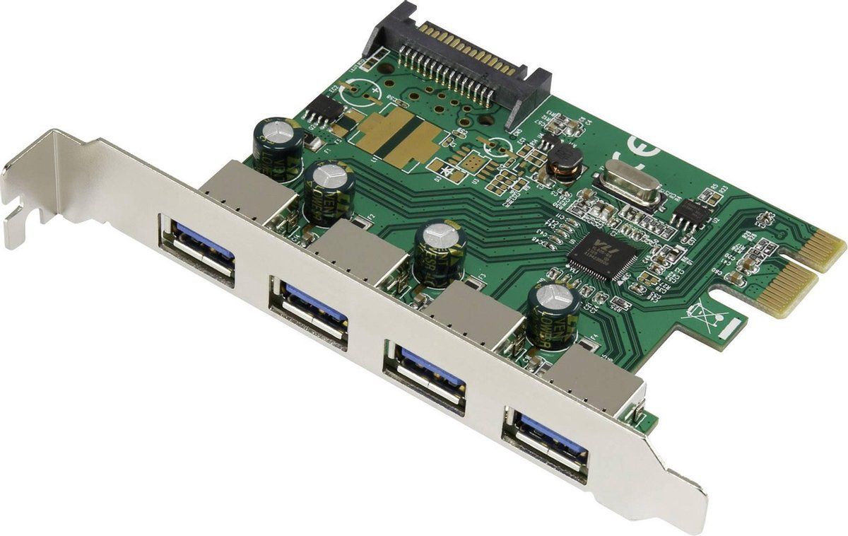 Renkforce 4 poorten USB 3.2 Gen 1-controllerkaart USB-A PCIe