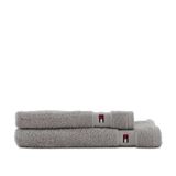 Tommy Hilfiger Legend Silver 2-delige badstofset voor badkamer en gastenhanddoek van 100% puur katoen