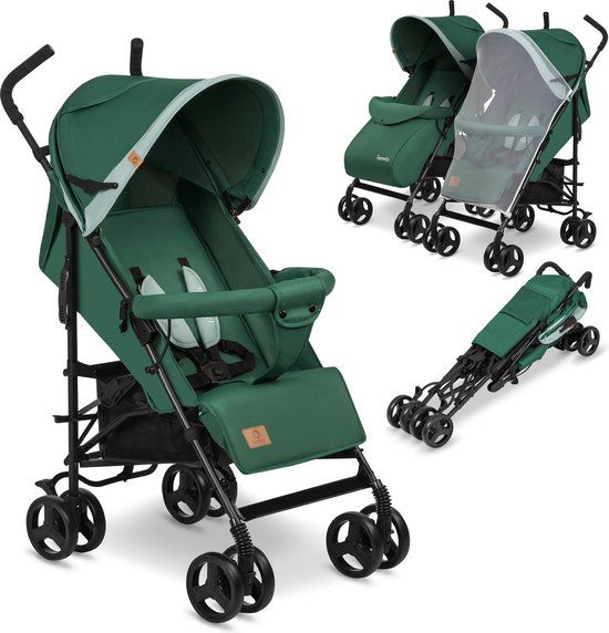 Lionelo Elia Buggy - Groen - Lichtgewicht 7kg - 6 maanden - 6 jaar - Inclusief Voetenzak en Muskietennet