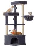 Feandrea Poteau griffoir - Gris foncé - Peluche, Bois, Sisal - 140,7 cm