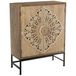Kast van MDF en sparren met 2 mandala-deuren met metalen poten, 85 x 38 x 110 cm