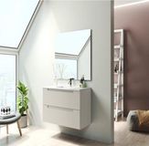 Saniclass Prime Balance Badkamermeubelset - 60x55x45cm - 1 rechthoekige keramische wasbak wit - 1 kraangat - 2 lades - rechthoekige spiegel - mat cotton (beige)