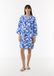 Comma Jurk bleu roi coton fleuri manche longue col classique mi-mollet 2024 Printemps/Été femmes Adultes