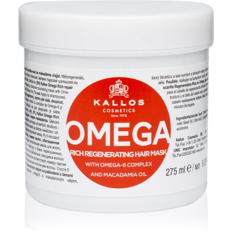 Kallos KJMN Professional Kallos Haarmasker Omega Rich Repair Mask 275ml