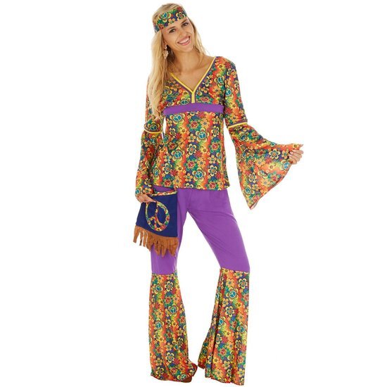 Tectake dressforfun - Vrouwenkostuum Hippie S - verkleedkleding kostuum halloween verkleden feestkleding carnavalskleding carnaval feestkledij partykleding - 300942