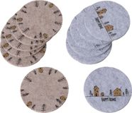Boltze Home Onderzetterset Homewood met dessin van huisjes en kerstbomen vilt dia 10cm 6 stuks