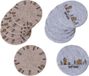 Boltze Home Onderzetterset Homewood met dessin van huisjes en kerstbomen vilt dia 10cm 6 stuks