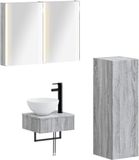 vidaXL Badkamerkast - set - 4 - st - Grijs - Sonoma - Bewerkt - hout