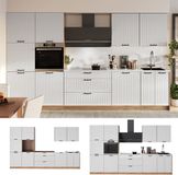 Vicco Complete keukeneenheid Fame-Line, Wit Landhuis/Goudkleurig Eiken, 340 cm, WB Eik