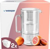Wessper Waterkaraf, waterfilterbus inclusief 2 x blikfilters, compatibel met Brita Maxtra, Brita Maxtra +, grote inhoud 2,5 l, wit, set kan + 2 patronen