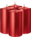 Wiedemann Cilinderkaars/stompkaars - 4x - metallic rood - 13 x 7 cm - 52 branduren