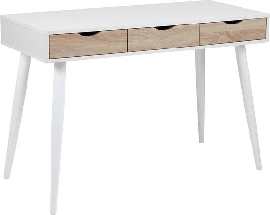 Emob Bureau - 110 cm - Wit - Met Lade(s) - MDF Tafelblad - Metaal Onderstel