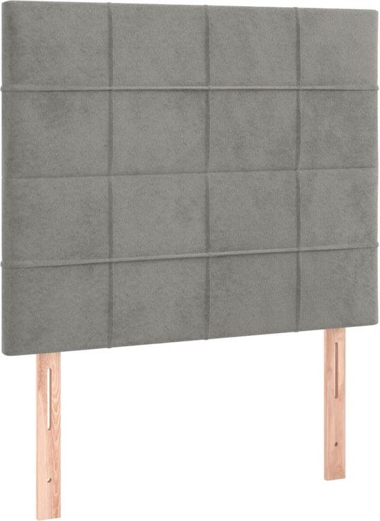vidaXL Hoofdbord Lichtgrijs Fluweel 100x5x118/128 cm