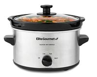 Elite Gourmet MST-275XS Elektrische slowcooker ovaal met instelbare temperatuur, voorgerechten, sauzen, stoofschotels en sauzen, glazen deksel en vaatwasmachinebestendige pan, 2,27 l, roestvrij staal
