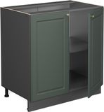 Vicco Keukenonderkast Fame-Line, Groen-Goud landelijk/Antraciet, 80 cm goudkleurig eiken werkblad