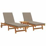 vidaXL Ligstoel - 3 stuks - Massief Acacia Hout - Bruin