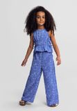 Minoti Kleding set meisjes - Jersey bloemenprint - Blauw