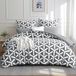TRANKIELO® Microvezel Beddengoedset 200x200 cm – Geometrisch Grijs Patroon met 2 Kussenslopen 80x80 cm