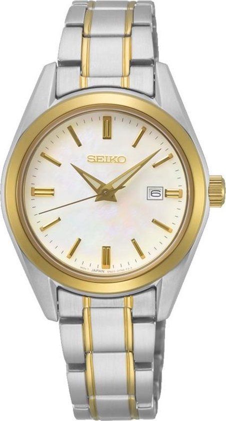Seiko New Link SUR636P1 Dames Horloge - 30 mm - Zilverkleurig/Goudkleurig