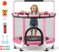 Latios trampoline pour enfants - Mini trampoline avec filet de sécurité, poignée, anneau de basket-ball, ballon de basket et ballon de boxe - Rose