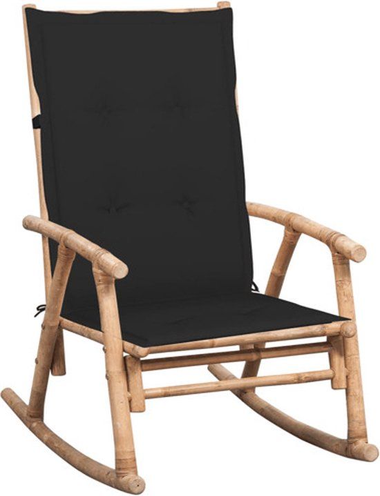 vidaXL Schommelstoel met kussen bamboe
