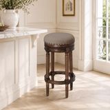 Tabouret de bar beige/kaki, hauteur d'assise 38 cm, bois, robuste