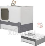 Merkloos / Sans marque Wan GmbH Opvouwbare Kattenbak met Deksel voor Reizen - Draagbare Kattentoilet tot 7 kg