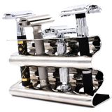 Parker Double Edge Razor Stand - Massief messing met spiegelchroom afwerking - Geschikt voor 4 scheermessen - Parker Stand met gewatteerde basis - Uitstekende opslag voor dubbelzijdige veiligheidssche
