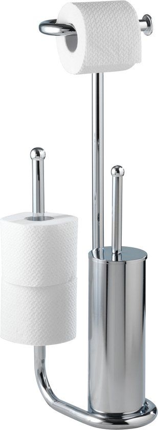 WENKO Toiletbutler Universalo chroom - Toiletborstel met houder, Toiletrolhouder en Reserverolhouder