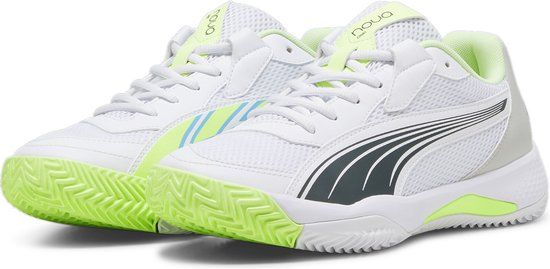 PUMA NOVA Court Unisex Sportschoenen - PUMA White-Luminous Blue-Fizzy Apple-Shadow Gray - Maat 44 - Padel - Synthetisch - Herfst/Winter 2024