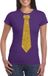 Bellatio Decorations Shoppartners Bv Paars fun verkleed t-shirt - met stropdas - in glitter goud - dames - korte mouwen XL
