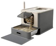 Merkloos Kattenbak Kattentoilet - Gesloten - Roestvrij staal - 37,1 x 46 x 54 cm - Opvouwbaar