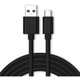 Little Boutik® Kabel Type-C Verstevigd Nylon Lengte 2M Zwarte kleur