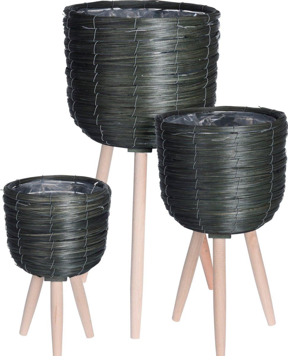 3-delige groene Plantenpotten - 8719987697265