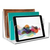 Tasybox Acryl File Sorter Organizer, Clear File Folder Houder 3 Sectie Desktop Organizers 9 \"x 6.5\" x 6.5\"