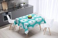 Bonamaison Tafelkleed, Anti-Mold, Sneldrogend, Waterdicht, 100% Polyester Tafellaken, Turkoois, wit, 140 x 140 Cm