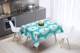 Bonamaison Tafelkleed, Anti-Mold, Sneldrogend, Waterdicht, 100% Polyester Tafellaken, Turkoois, wit, 140 x 140 Cm