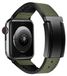 Wigento Apple Watch SE 2023 44mm: hoogwaardige kunstlederen/siliconen vervangende band met magnetische sluiting, donkergroen