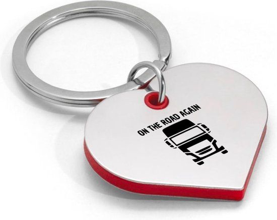 Akyol - Vrachtwagen Sleutelhanger Hartvorm - Zilver - Unisex