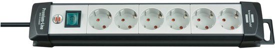 Brennenstuhl Premium-Line - Stekkerdoos - 6-voudig - Zwart/Lichtgrijs - 5m