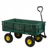 Zelsius Chariot de jardin | 350 kg de capacité, 105 Litres | Vert Jaune | Chariot de jardin, Brouette, Chariot basculant | Chariot manuel à pneus gonflables | Chariot de transport pliable pour travaux de jardin