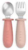 Suavinex Kinderbestek Color Essence – Ergonomische Lepel & Vork – Vanaf 1 Jaar – Steel/Roze