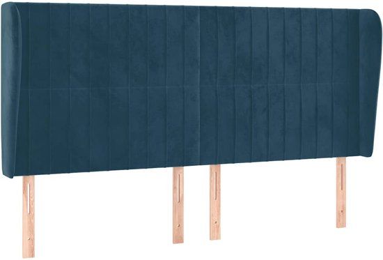 vidaXL Hoofdbord met randen 163x23x118/128 cm fluweel donkerblauw