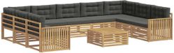 vidaXL Outdoorbankset, 10-delig, wit en antraciet