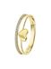 Lucardi Dames Dubbele ring hart en zirkonia - Ring - Cadeau - 14 Karaat Goud - Geelgoud